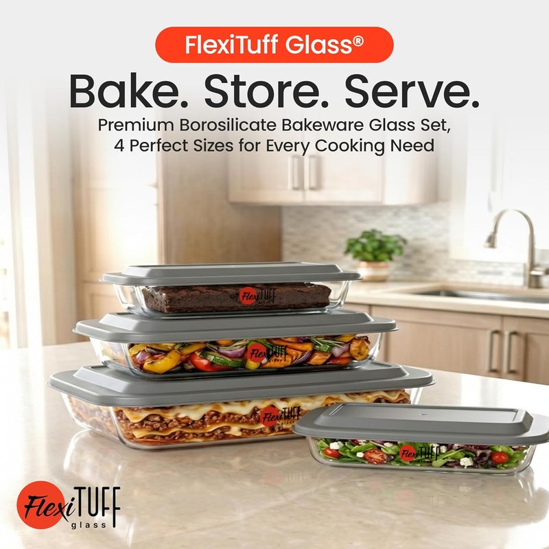 8Pcs Set Rectangular Bakeware by [Brand Name] - BPA Free, Leakproof & Airtight Containers | Dishwasher, Microwave & Freezer Safe - Clear
