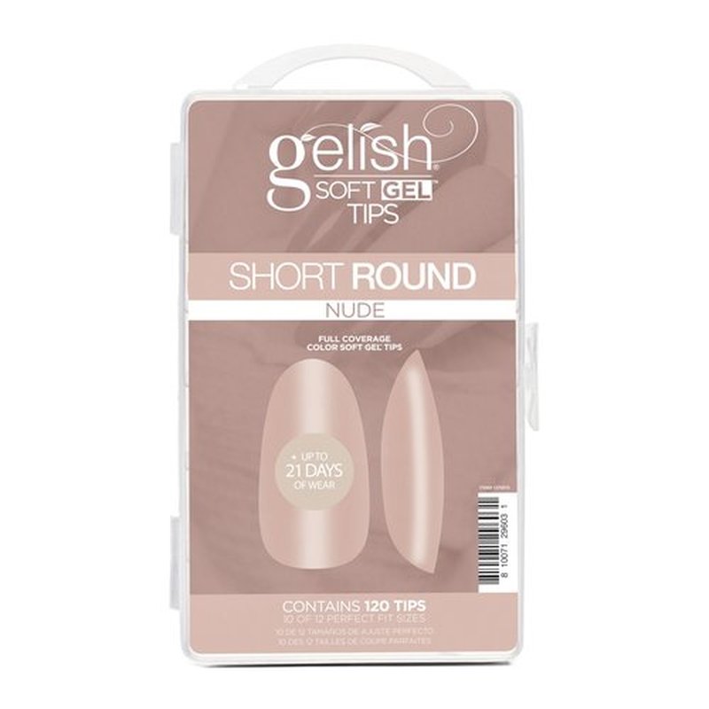 Gelish Nude Soft Gel™ Tips, Professional Quality Press on Nails Extension for Strong, Long-Lasting Manicures – Easy Application, Natural Look, Pre-shaped False Nail (Nude Short Round, 120 Count)