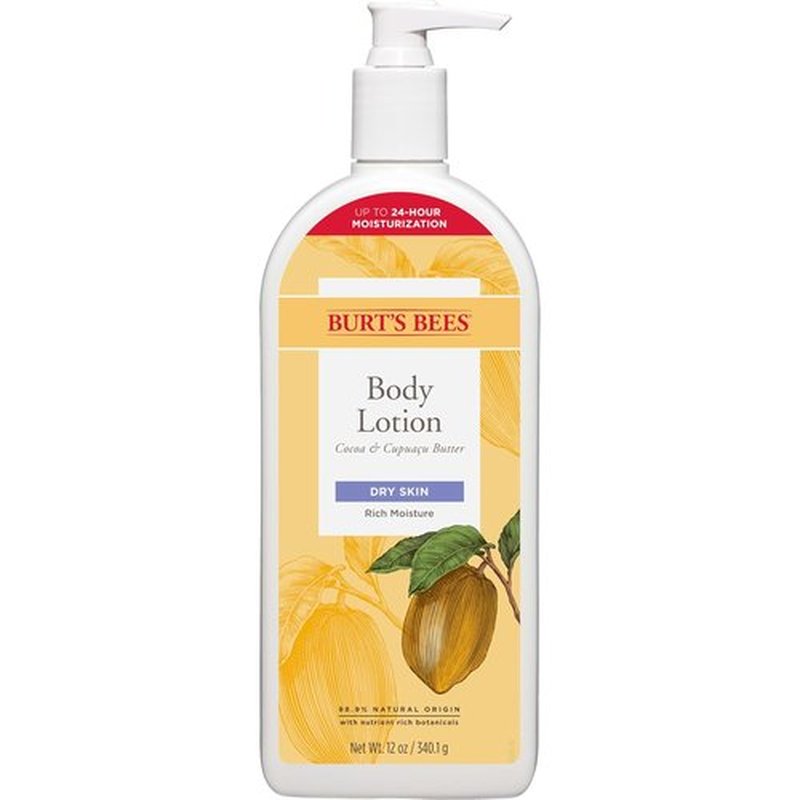 Burt's Bees Body Lotion - Nourishing Butter for Dry Skin with Cocoa & Cupuaçu - 12 Oz