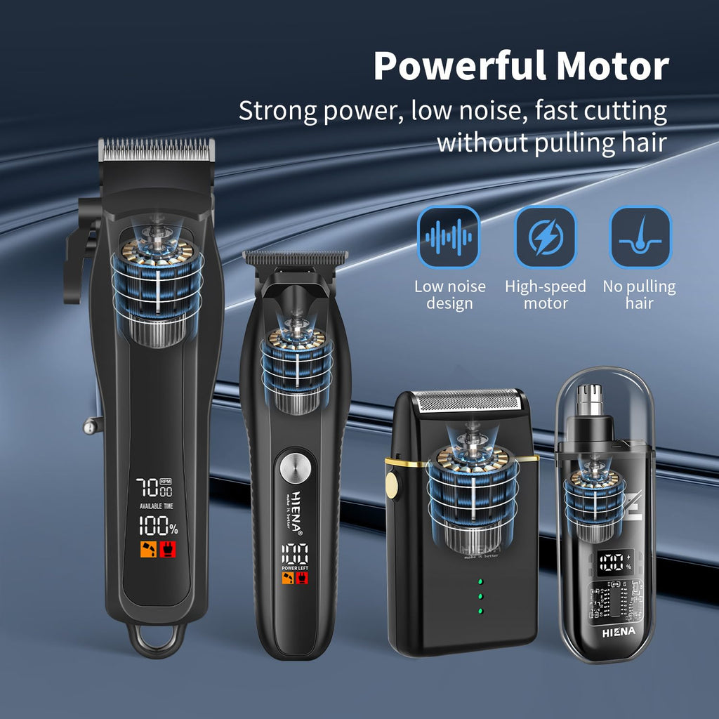 HIENA PRO Hair Clippers for Men Professional, Cordless Barber Kit with Electric Hair Clipper & T-Blade Beard Trimmer Foil Shaver, Men's Hair Cutting Kit