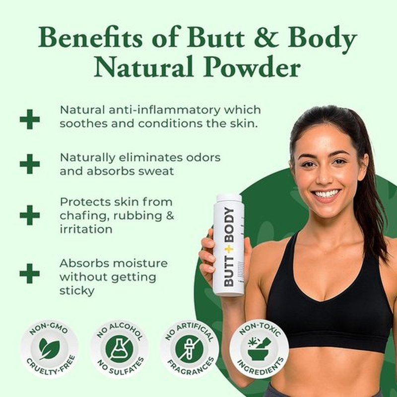 Palm Beach Naturals Butt & Body Rescue Powder | Talc-Free Whole Body Deodorant for Men & Women – Absorbs Sweat, Controls Odor & Chafing – 4oz