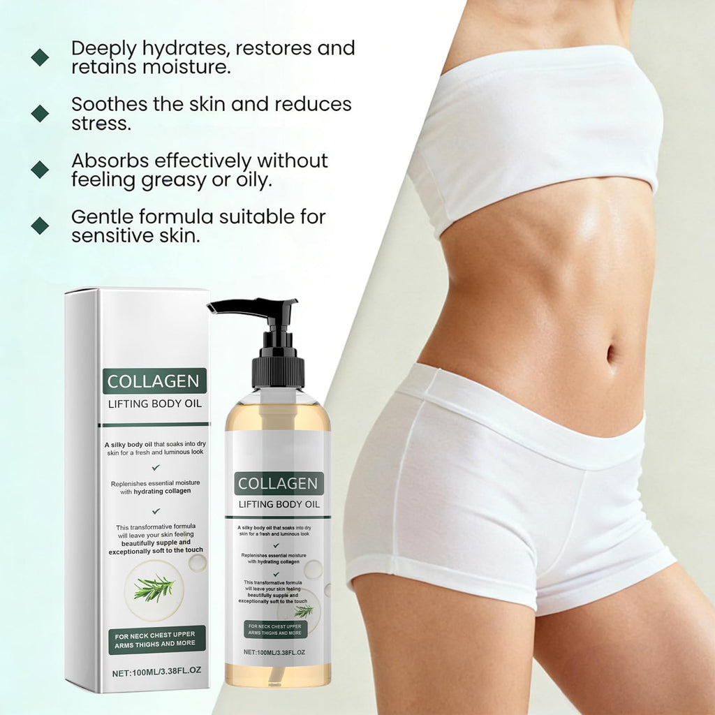 Collagen Lifting Body Oil, Advanced Hydrating Collagen Oil for Body & After Shower, Anti Aging Moisturizing Collagen Body Oil for Women & Men Helps Soften Appearance of Crepe Skin & Wrinkles (1pc)