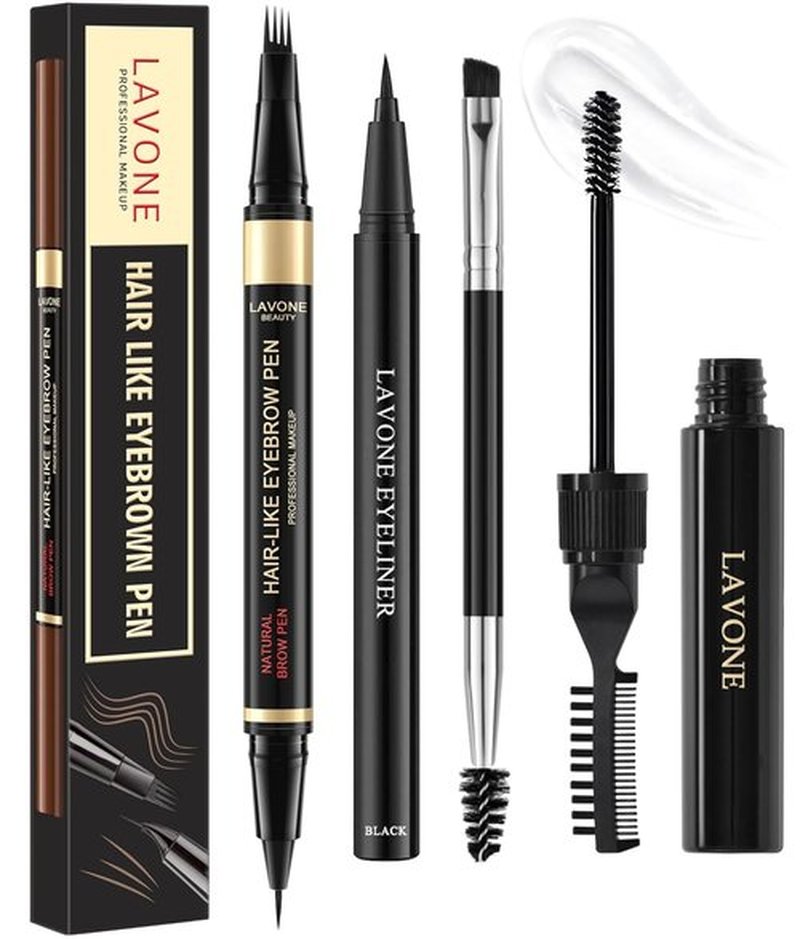 Skiennix Eyebrow Pencil Kit - Waterproof Microblading Pen, Gel & Brush for Long-Lasting Makeup | Blonde