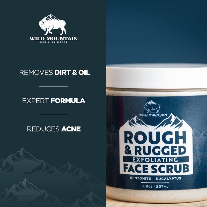 Wild Mountain Rough & Rugged Face Scrub - Micodermabrasion Mens Facial Exfoliator, Face Wash