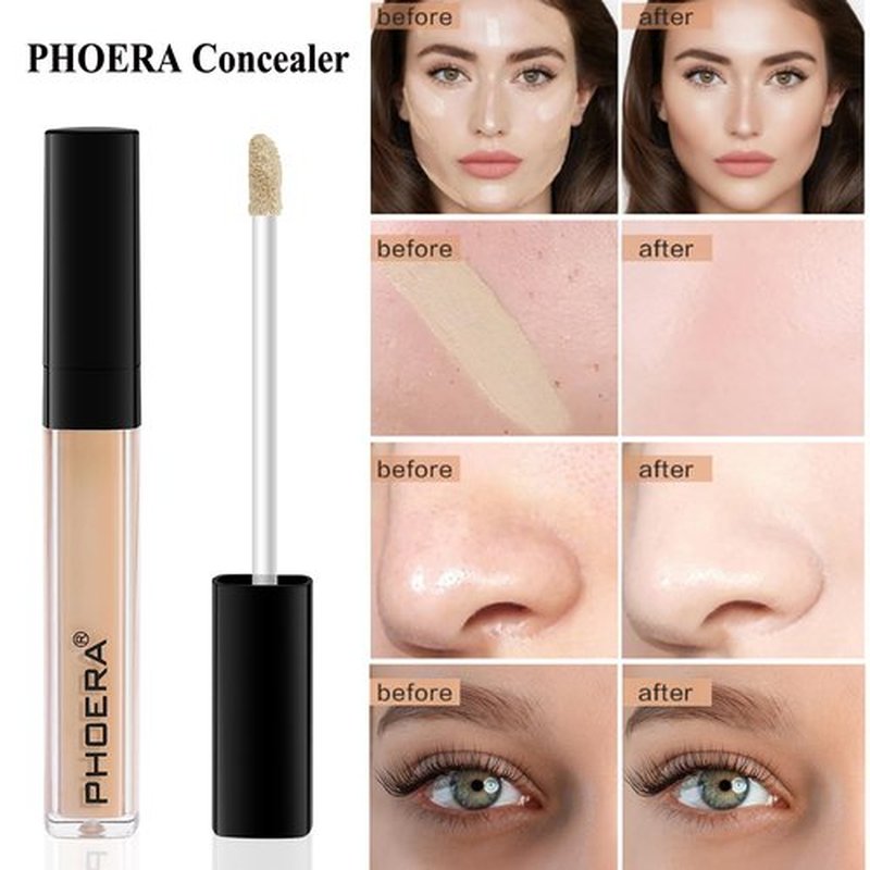 PHOERA Foundation, PHOERA Contour Palette,Shades with Highlighter & Bronzer & Blush,Up to 24 Hour Fresh Wear,PHOERA Concealer Primer Powder (104+105+ #002 Contour/Buff Beige+Sand+#002)