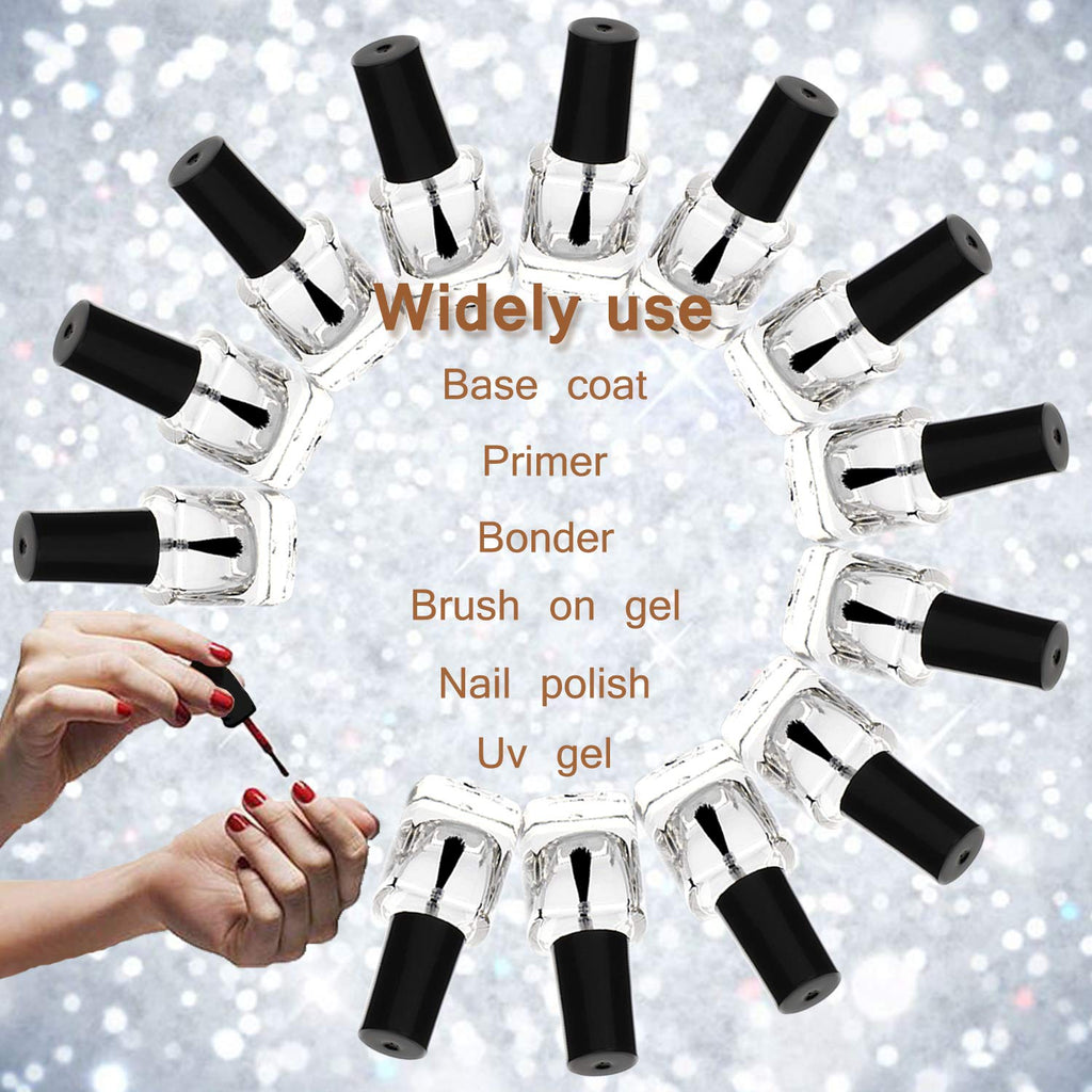 Yebeauty 20 PCS 5ml 0.17oz Empty Nail Polish Bottle, Refillable Clear Glass Bottles Vials Container with Soft Brush Cap Funnels Set for Nail Art Sample, Black