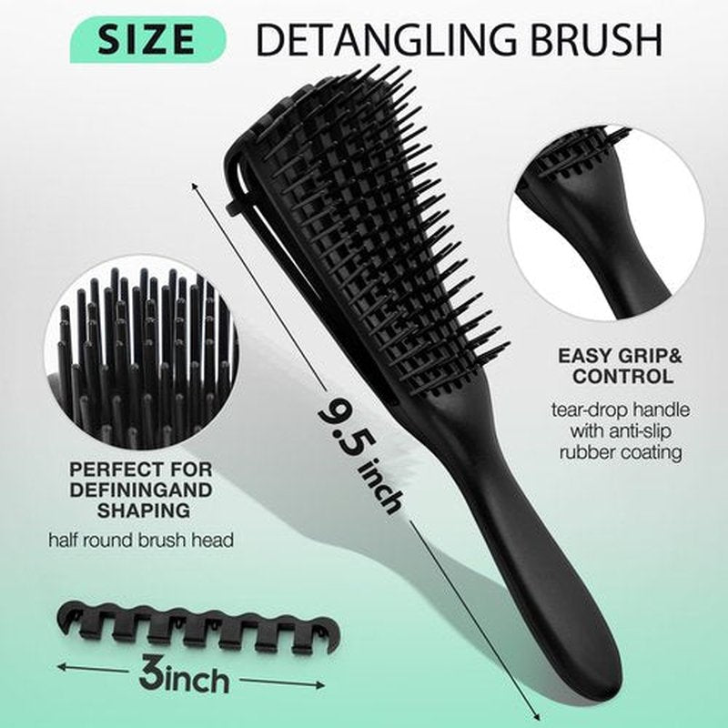 Hommtina Detangling Brush Set Getting Shine and Makes Hair Smooth, Curly Hair Brush for Adult & Kids Wet or Dry Hair(Green Pink Black + Black, 3 PCS)