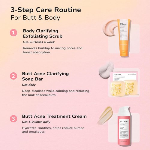 BellamiLuxx Butt Acne Treatment Cream - Clear Folliculitis & Pimples with 2% Salicylic Acid & Tea Tree Oil | Smooth Skin Solution