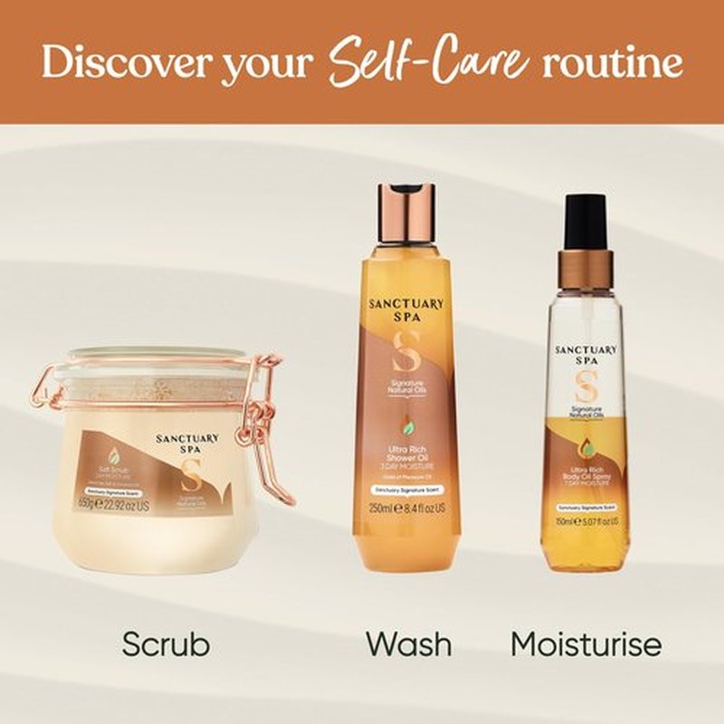 Sanctuary Spa Body Oil Spray, No Mineral Oil, Cruelty Free and Vegan Body Spray Moisturiser, 150 ml