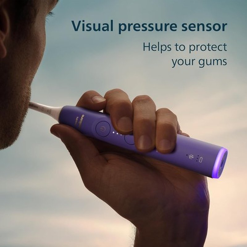 Philips Sonicare 6500 Series Electric Toothbrush - Advanced Sonic Technology, Pressure Sensor, 9 Settings, Purple | HX7417/05