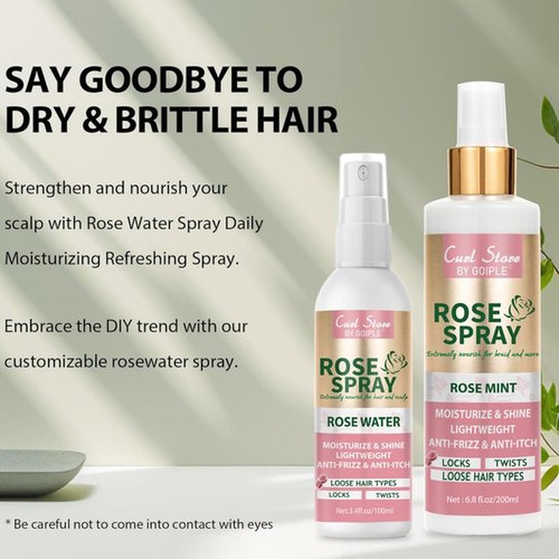 Rose Water Spray for Hair Scalp Moisturize, Daily Moisturizing Refreshing, Rosewater for Hair Natural Loc Moisturizer Spray for Locs Care (200ml&100ml rose spray)