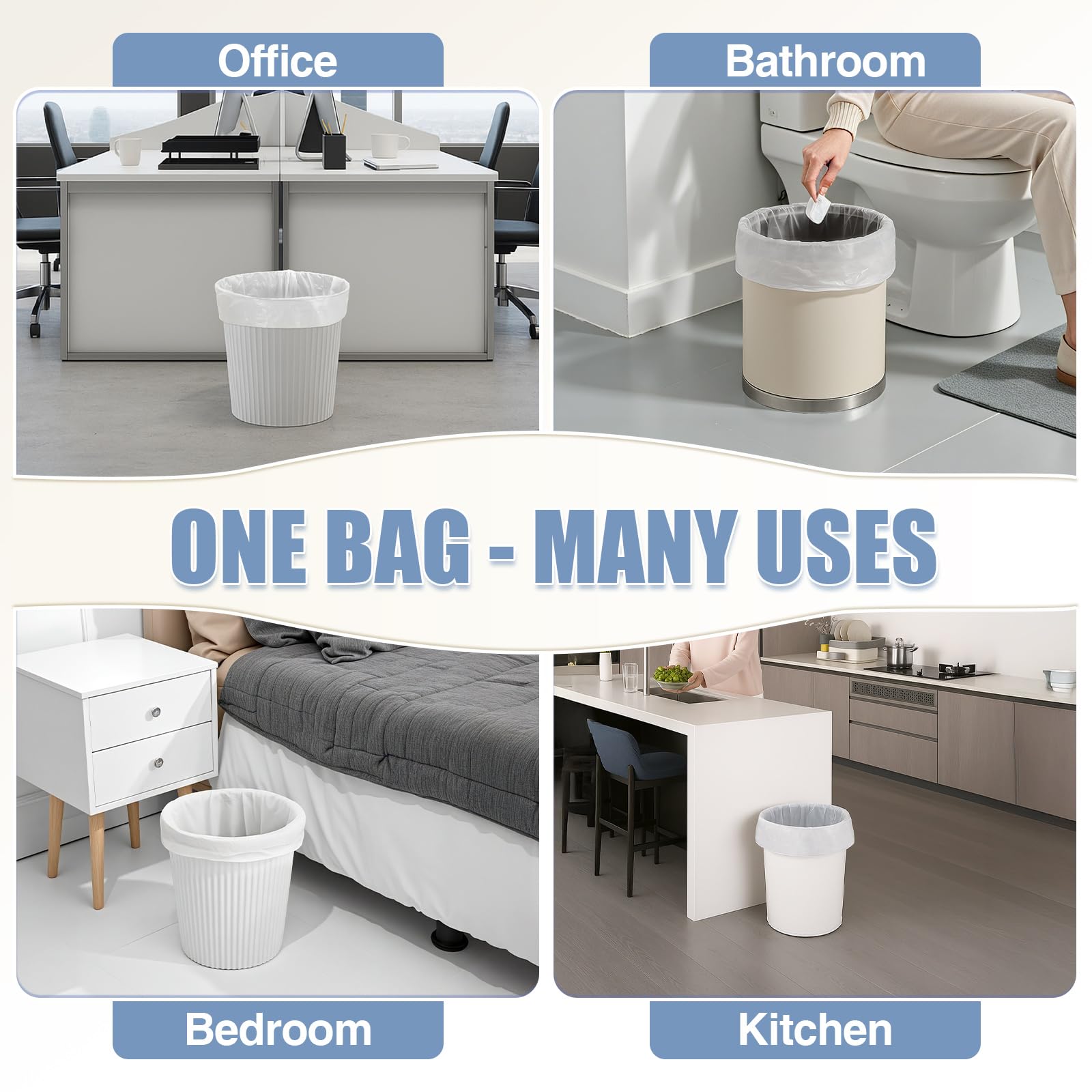 Small Trash Bags 4 Gallon - 100 Count 4 Gallon Trash Bag, Unscented Small Garbage Bags Bathroom Trash Bags, White 4 Gal Trash Can Liners