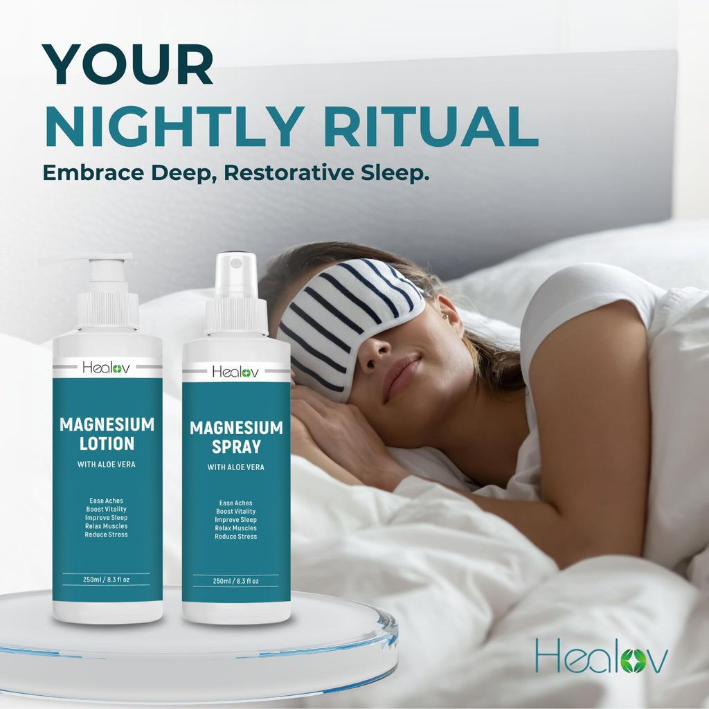Magnesium Oil Spray + Magnesium Lotion Set – Pure Soothing Relief & Relaxation for Better Sleep, Muscle Health, Leg & Joint Care – Natural Magnesium Body Spray & Magnesium Cream for Feet, Non-Greasy