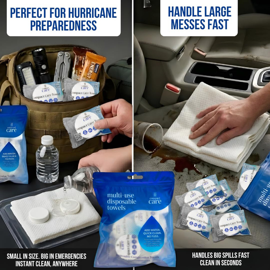 Compressed Towels 12 Pack - 100% Cotton Disposable Face Towels - Expandable Travel Towel Tablets - Disposable Towels for Camping, Hiking, Travel, Home & Personal Hygiene - Chemical-Free Hand Towels