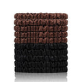 SEMRUE 22 Momme 100% Pure Mulberry Silk Scrunchies (10 PCS) - Small Hair Elastics and Ties for Women Sleep, Hair Care No Damage, Black*5+Brown*5