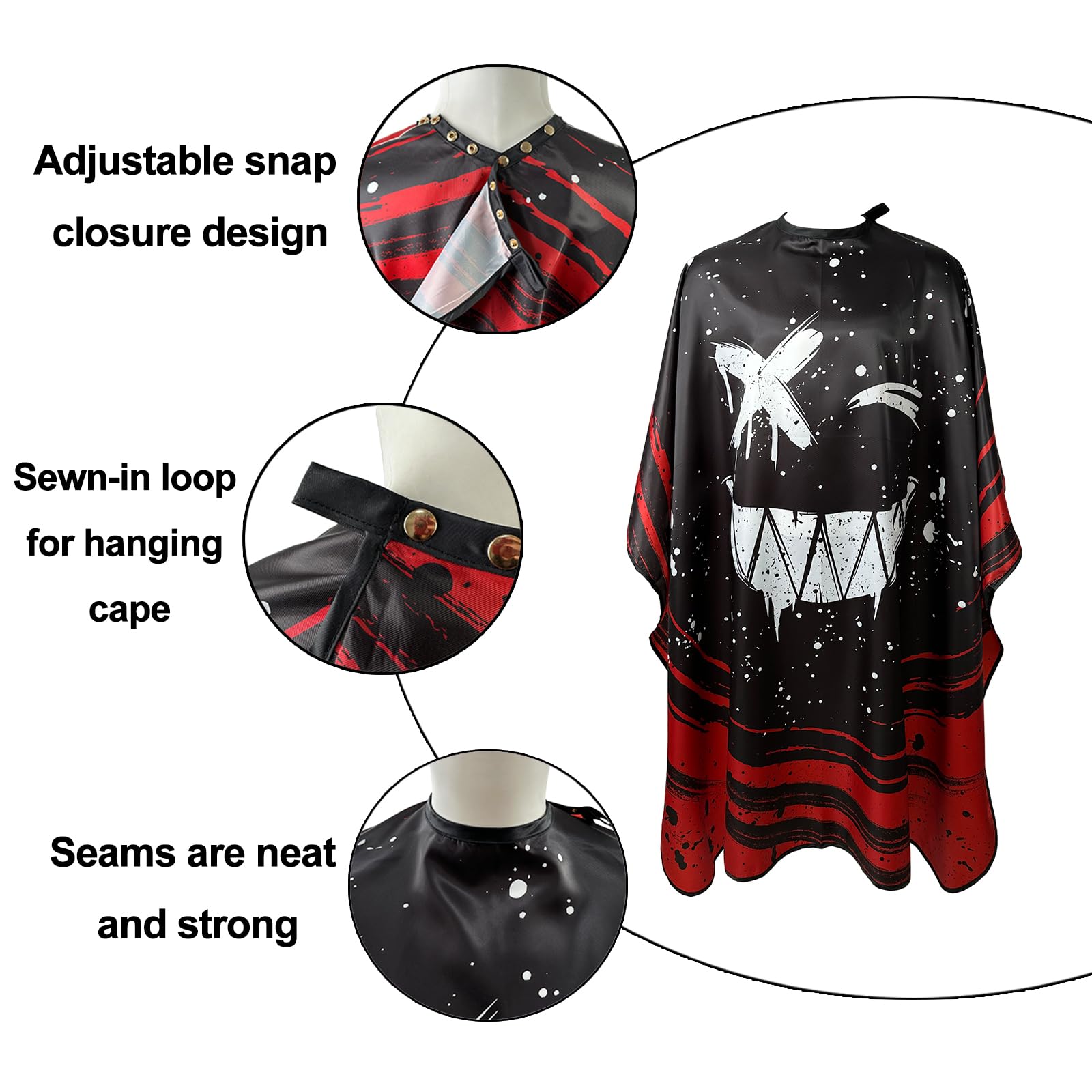 Barber Capes for Men Hair Cutting Capes with Snaps Salon Capes for Stylists Waterproof Hairdresser Gown Cape- 63”× 56”(Black)