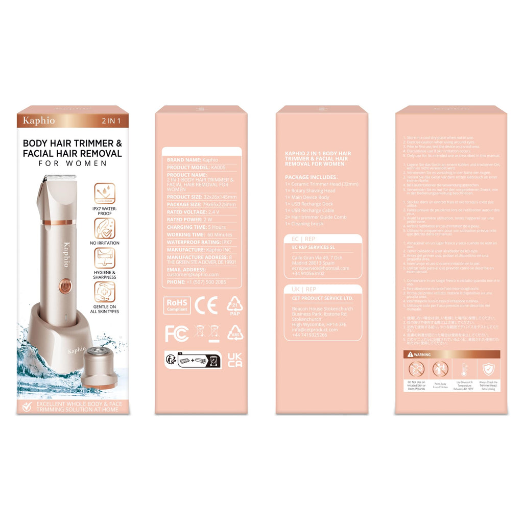 Bikini Trimmer for Women Pubic Hair: 2 in 1 Electric Razors for Women - Rechargeable Electric Shaver - IPX7 Waterproof Bikini Shaver for Travel & Shower Use in Summer (Rose Gold)