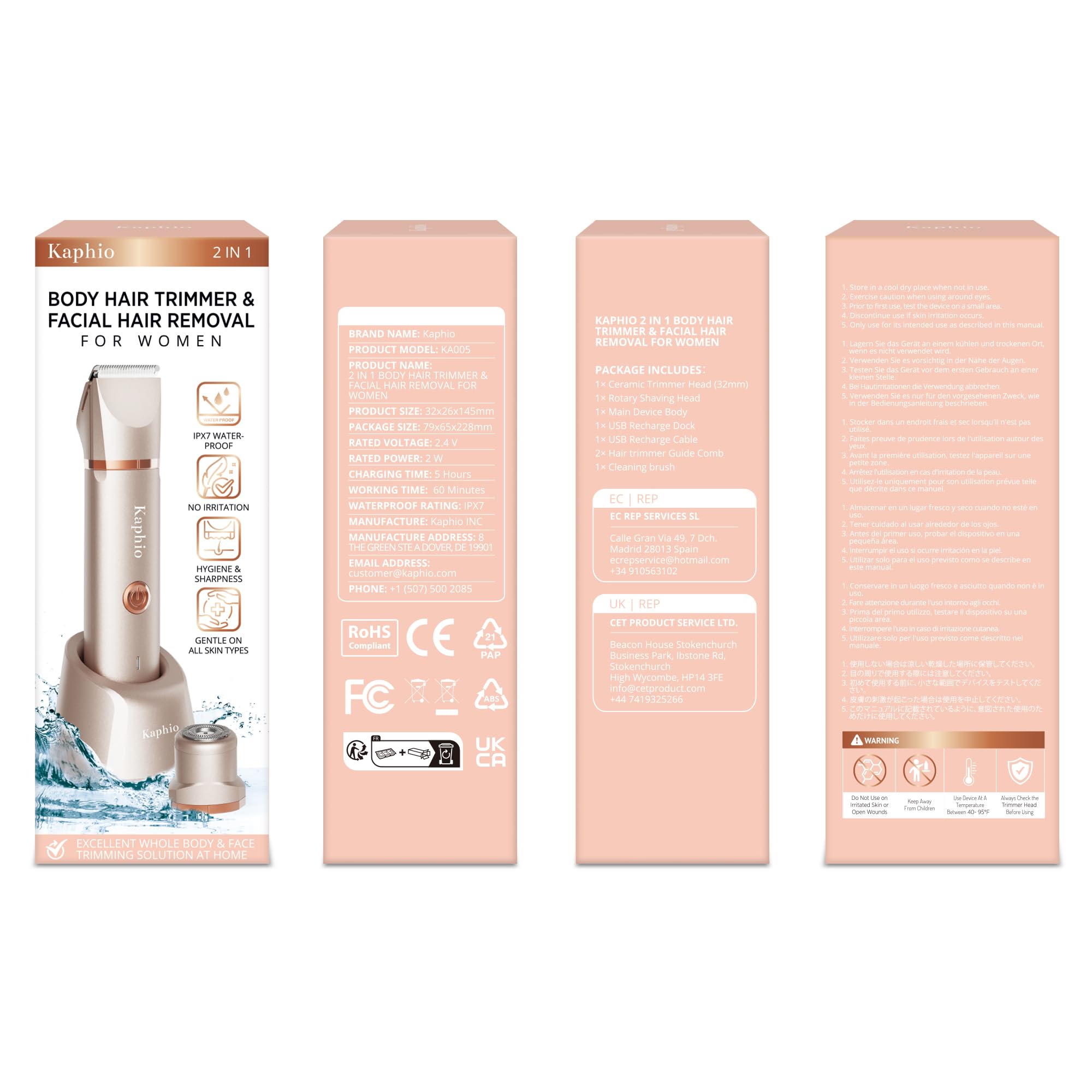 Bikini Trimmer for Women Pubic Hair: 2 in 1 Electric Razors for Women - Rechargeable Electric Shaver - IPX7 Waterproof Bikini Shaver for Travel & Shower Use in Summer (Rose Gold)