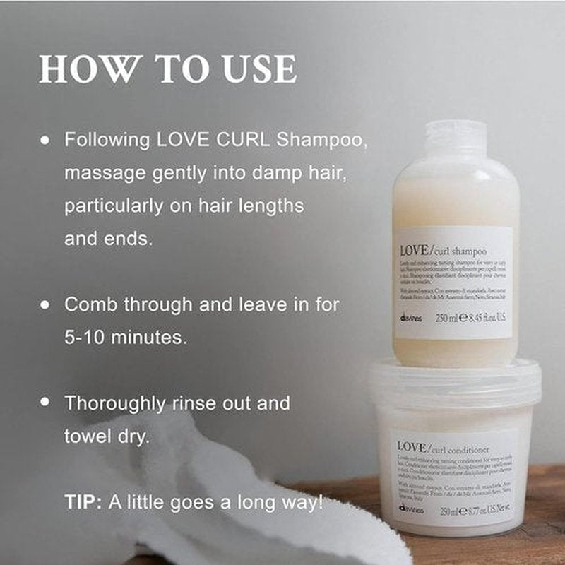 Davines LOVE Curl Conditioner - Enhance Curly & Wavy Hair | Weightless Volume & Softness