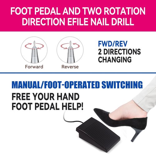 GSWOI 45000RPM Professional Portable Nail Drill Electric File,Nail E File Machine with Bits & Storage for Acrylic Nails Remove Nail Gel Polish Manicure for Salon Home(Purple)