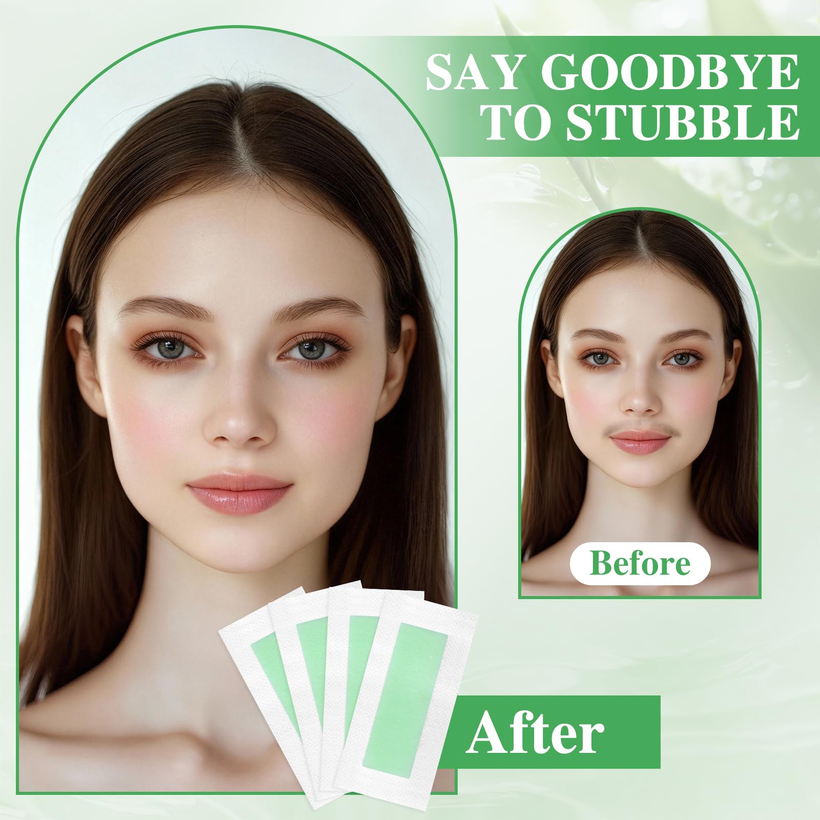 UGODAR 40PCS Facial Wax Strips for Women, Hypoallergenic Natural Face Wax Strips, Gentle Facial Hair Removal with 4 Calming Oil Wipes, Eyebrow Wax Strips for All Skin Types