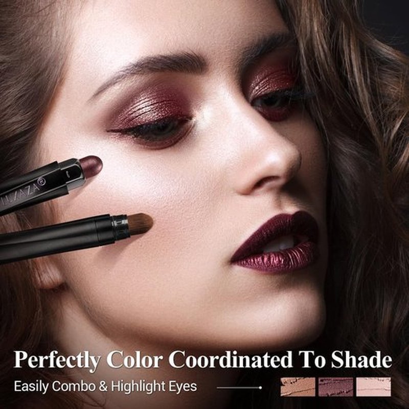 LUXAZA PRO Neutral Eyeshadow Stick Set - 6PCS Brown Metallic Shimmer & Matte Cream Crayon | Grape Wine