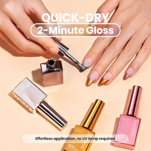 Beetles Mirror Nail Polish Set – Metallic Muse 6 Colors, High Gloss & Quick-Drying Metallic Nail Polish Set, Long-Lasting Air Dry Home DIY Perfect Nail Art Valentines Gift for Women