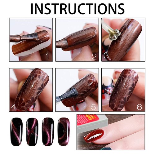 Ideal Swan Nail Decoration Kits - 8 Pieces Nail Magnet Tool Set, Double-head Flower Design Nail Magnet Pens Magnet Stick 3D Magnetic Cat Eye Gel Polish Nail Art, for DIY 3d Magnetic, Salon