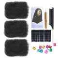 Afro Kinkys Bulk Human Hair, 10-Inch Afro Kinky-Curly Human Hair Bulk for Twists, Dreadlocks Extensions, Repair Locs, Natural Black 3 Pack (1B, 10inch)