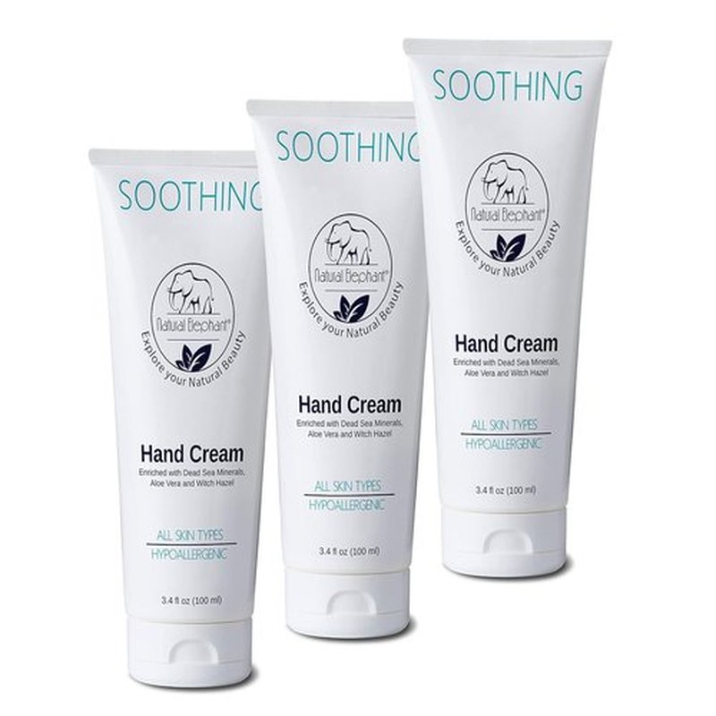 Natural Elephant Dead Sea Hand Cream - Soothing Formula with Minerals | 3.4 fl oz (Pack of 3)