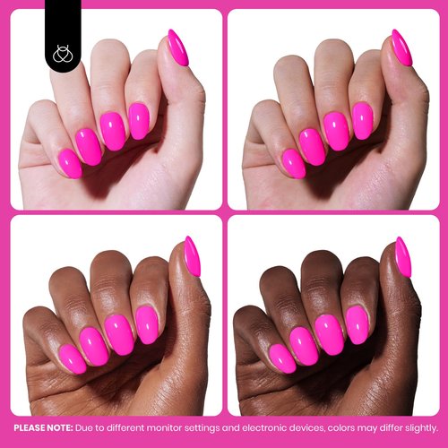 Beetles Neon Pink Gel Nail Polish - Neon Whispers Hema Free Gel Polish, Vibrant Pink Color Matching Bottles Long-Lasting Manicure Gift for Women 0.5Oz