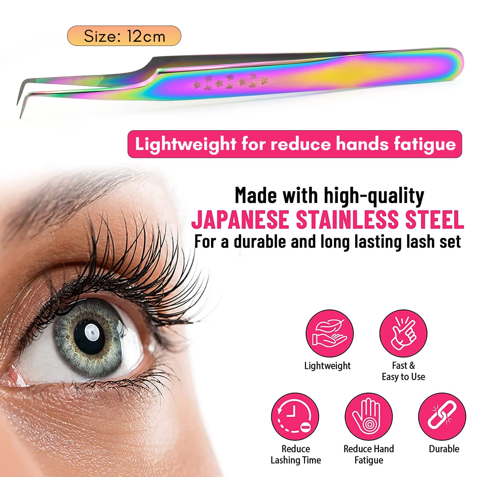 My Lash Tools Fiber Tip Lash Tweezers for Eyelash Extension Curved 90 Degree Angle Boot Tweezer Best for Volume, Individual Isolation & Classic Lashes Stainless Steel Lash Supply (Star Grip)