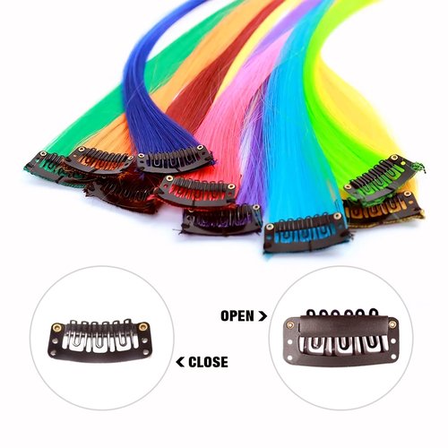 Guokoo 48 Pcs 32mm Wig Clips 6-Teeth U-Shape for Hair Extensions, with DIY Needle and Thread Kit - Snap Hair Clips for Extensions (Dark Brown)