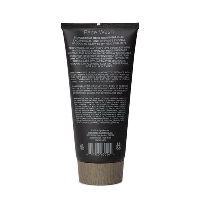 Blackstone Men's Grooming Detoxifying Face Wash with Vitamin E and Peppermint - Deep Cleansing & Exfoliating | Paraben & | - Activated Charcoal (6 Fl Oz)