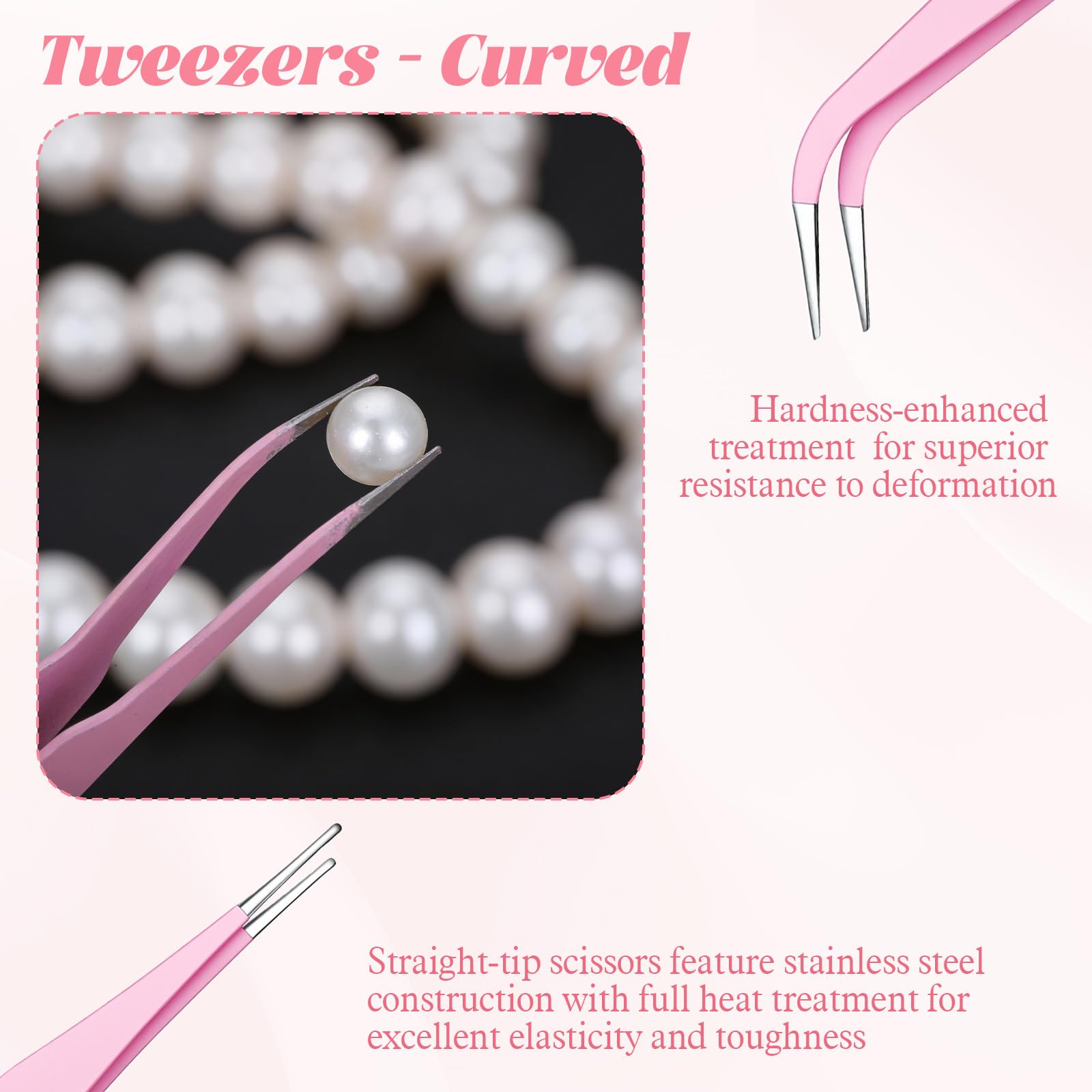 4 Pcs Sticker Tweezers, Pink Craft Tweezers for Stickers Universal Sticker Tweezers for Journaling Diamond Art Tweezers for Laboratory Work Jewelry Making Modeling Electronic Repair