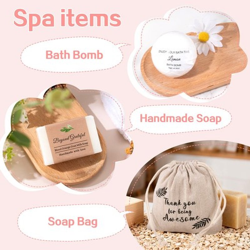 Thank You Gifts for Women, Appreciation Gift Box for Coworkers, Teachers, Nurses, Employee Appreciation Gifts w/ Notebook, Candle, Relaxation Spa Thank You Gift, Pink