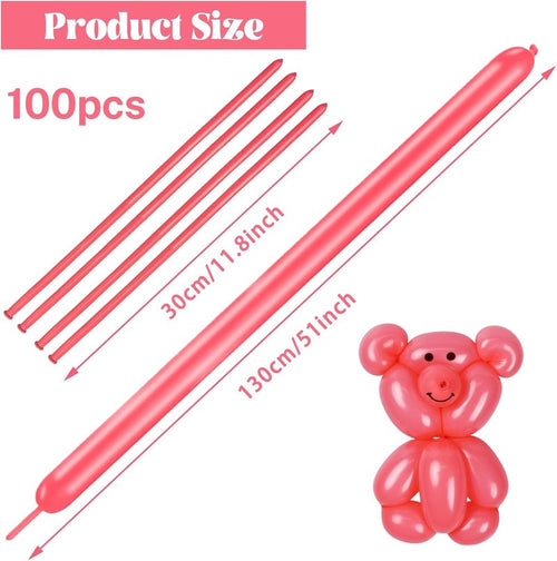 260 Pack Thickened Pastel Red Twisting Balloons | Ideal for Animal Models, Weddings & Parties