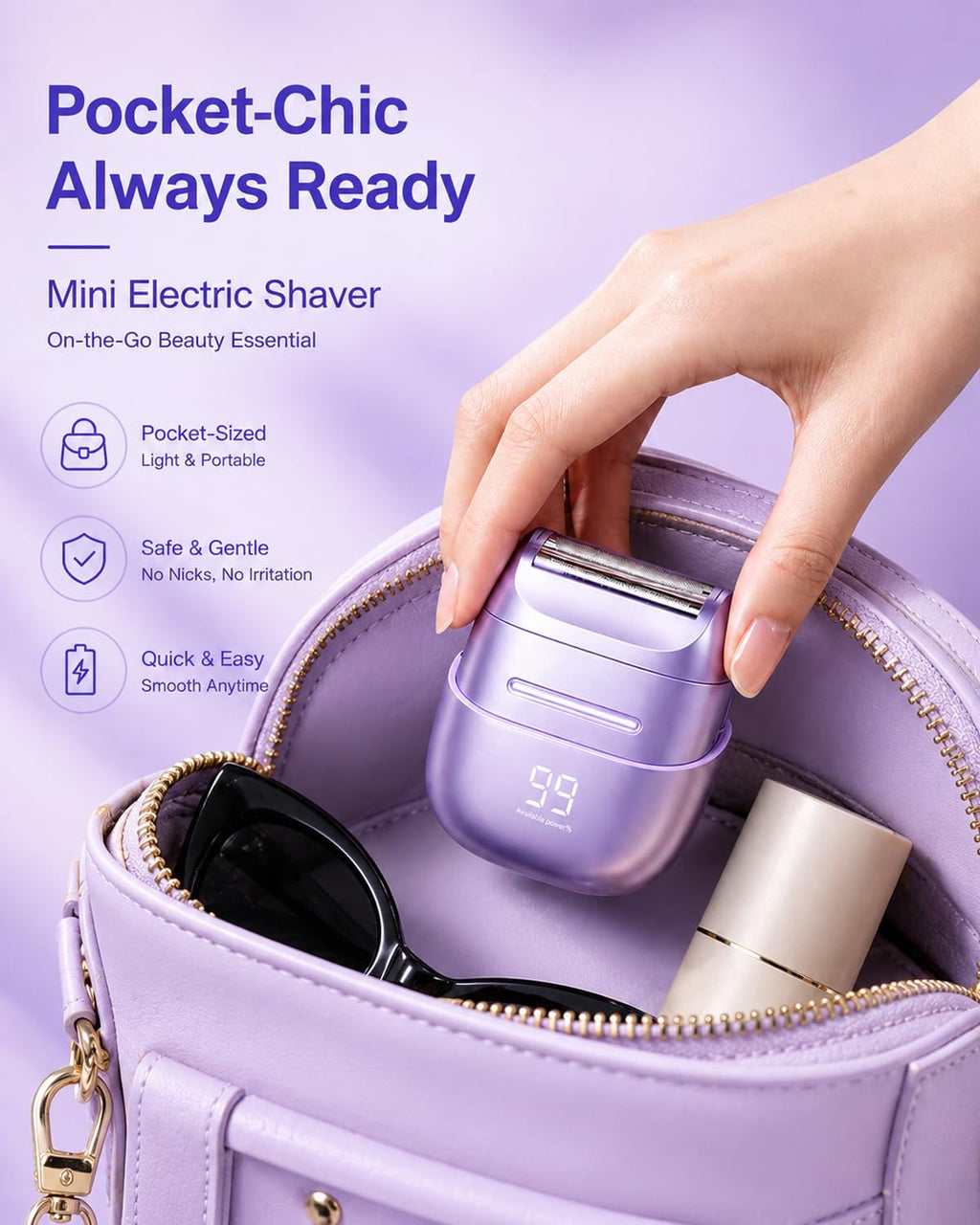 Bikini Trimmer for Women - Painless 3-in-1 Cordless Shaver & Pubic Hair Groomer, IPX7 Waterproof, USB Rechargeable, Compact, Portable & Gentle Body Hair Remover for Smooth Skin