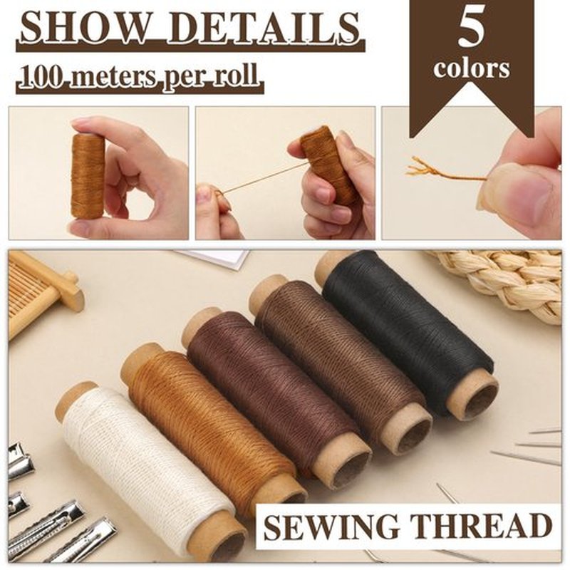 Fedmut 2500 PCS Extension Beads, Hair Extension Micro Beads, 5 Rolls Sewing Threads, 5 Metal Hair Clips, Hair Extension Kit for Hair Extensions Hand Sewing Wig DIY Craft