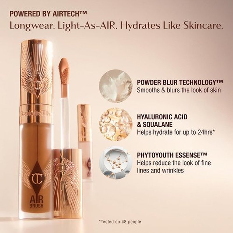 Charlotte Tilbury AIRbrush Flawless Blur Concealer - Longwear, Hydrating & Crease-Proof for Dark Circles & Blemishes - Full Coverage, Natural Matte Finish