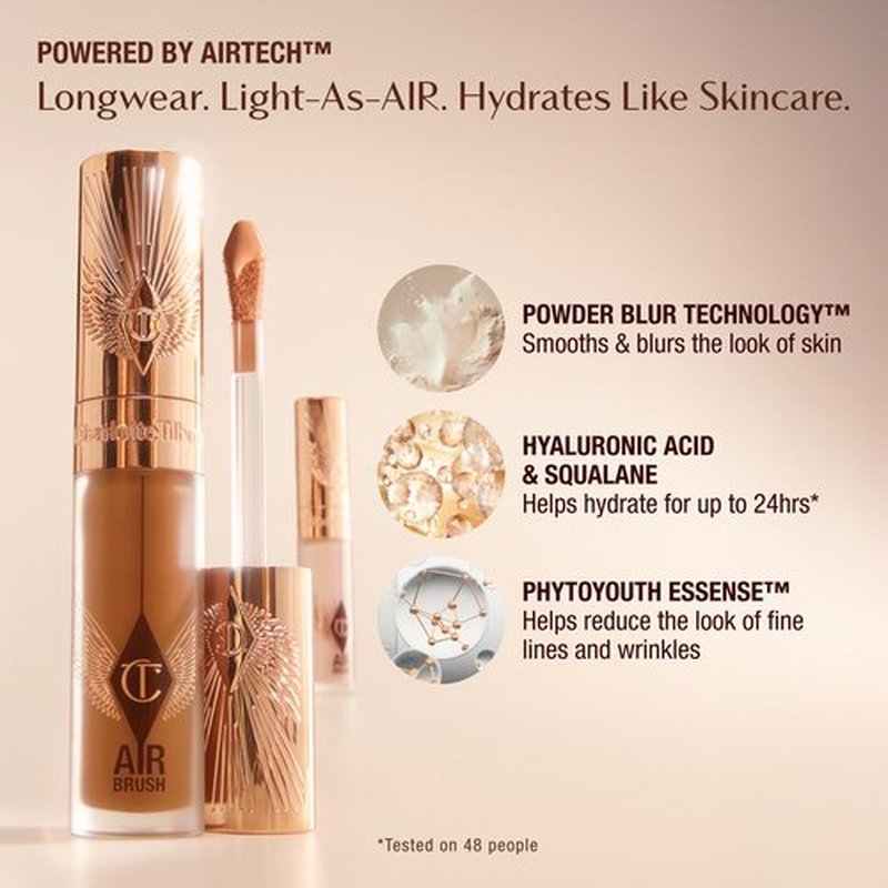 Charlotte Tilbury AIRbrush Flawless Blur Concealer - Concealer for Dark Circles, Blemishes & More - Hydrating, Full Coverage with a Natural Matte Finish - 4.5 Fair