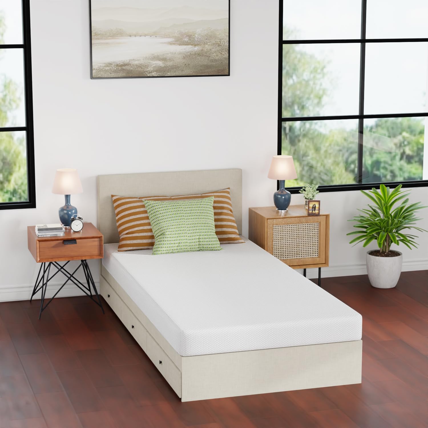 FDW 5 Inch Twin XL Mattress - Medium Firm Gel Memory Foam | CertiPUR-US Certified | Pressure Relief & Cooling Cover