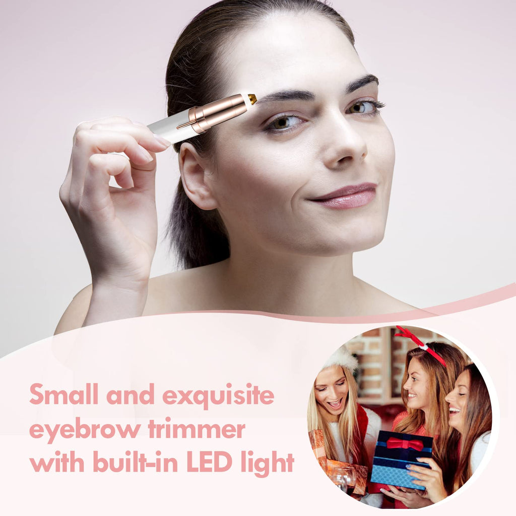 gurelax Eyebrow Hair Remover, Rechargeable Electric Eyebrow Trimmer Epilator for Women, Painless Eyebrow Hair Removal Razor with 2 x Replacement Heads (White-3)
