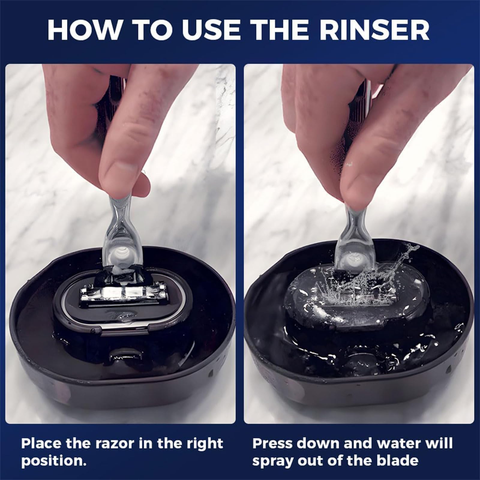 1 Pack Razor Rinser, Manual Push-Type Razor Rinser, Shaving Razor Rinser Cleaner, Clean Your Razor Efficiently, Save Water, and Ditch The Sink, with 1 Shaver and 1 Shaving Cream (Clear)