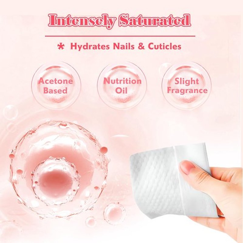 Corconess 100PCS Nail Polish Remover Pads Acetone Nail Polish Remover Wipes Quickly Remove Nail Polish Wipe Travel-Friendly Large Size Individually Wrapped Moisturizing Wet Wipes For Nails