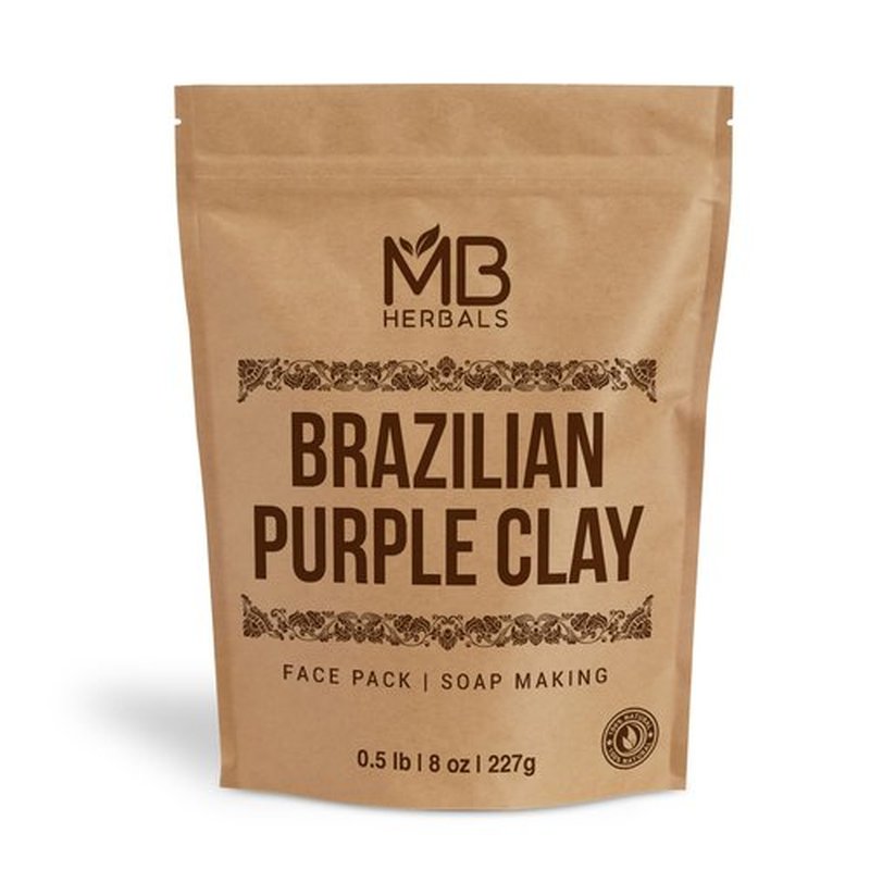 MB Herbals Brazilian Purple Clay Powder 8 oz (0.5 LB / 227 Gram) | Face Packs & Soap Making | Mild Anti-Ageing Clay