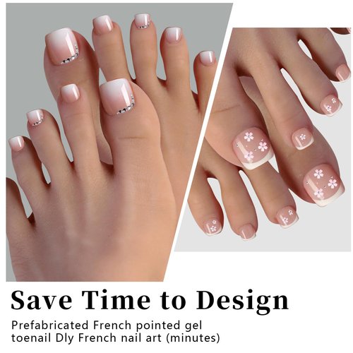 SWRITATSK Press On Toe Nails,French Press On Toenails For Women,Square Toe Nail Press Ons Toe Nails,120Pcs Toe Nail Tips,12 Sizes Ombre Pink Wearable Full Cover Fake Toenails,False Nails Gel Toe Nails