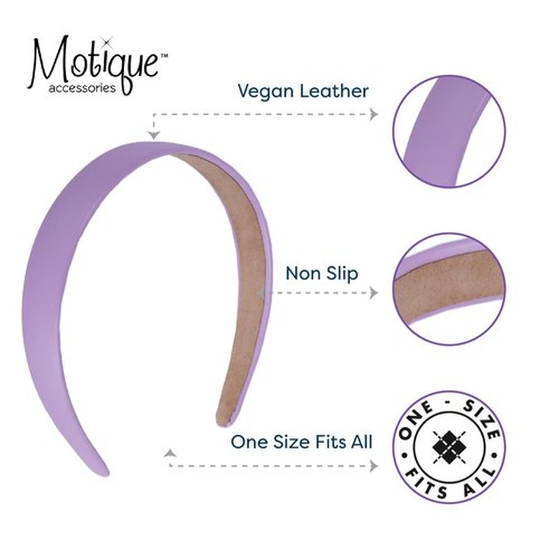 Motique Accessories 1 Inch Vegan Leather Headband for Women and Girls (Pale Blue)
