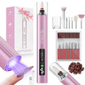 YLYYCC Cordless Nail Drill Electric File with UV Nail Lamp: Professional for Acrylic Gel Dip Powder Nails Portable Nail Drill Machine Kit for Manicure Pedicure Nail Set Rechargeable Lightweight