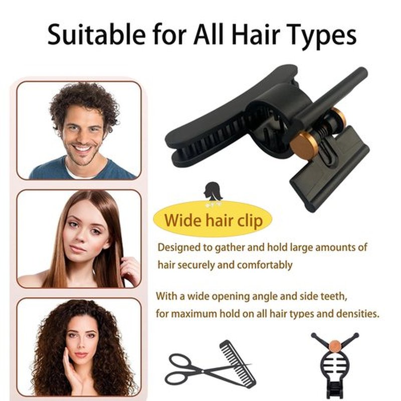 4 Pcs Gold Hair Clips Sectioning and Styling Clips for Dyson Airwrap Hair Dryer Styling Essentials, 2 Wide Hair Clips & 2 Anti-Slip Grip